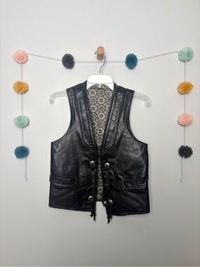 Joo Kay 1970s Black Vintage Leather Vest